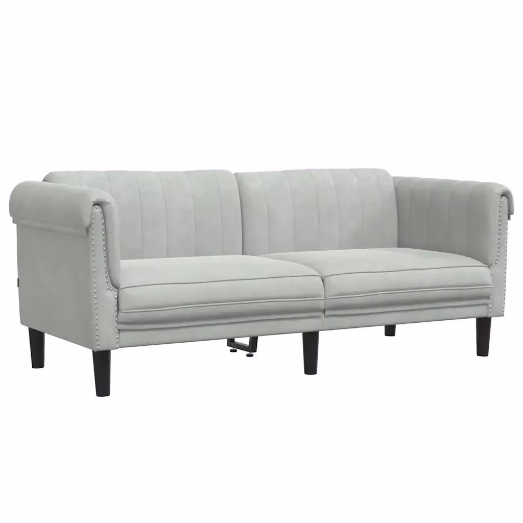 Divano a 2 posti moderno vidaXL in velluto grigio con struttura in legno e schiuma L: 182 cm, P: 77 cm, H: 74 cm – 2