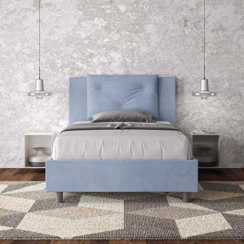 Letto imbottito con contenitore Appia Ityhome in microfibra azzurro L/P/H: 120 x 200 x 110 cm – 2