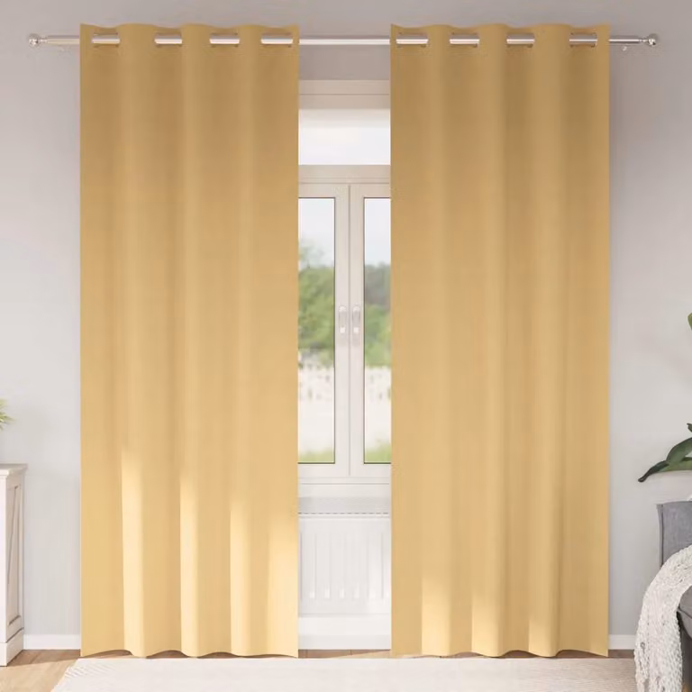 Set di 2 tende blackout vidaXL con anelli in poliestere, colore beige, H: 245 cm x L: 140 cm