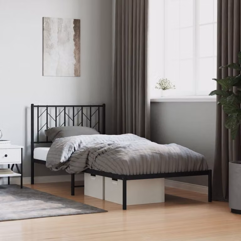 vidaXL Giroletto con Testiera in Metallo Nero L/P/H: 90 x 190 x 95 cm