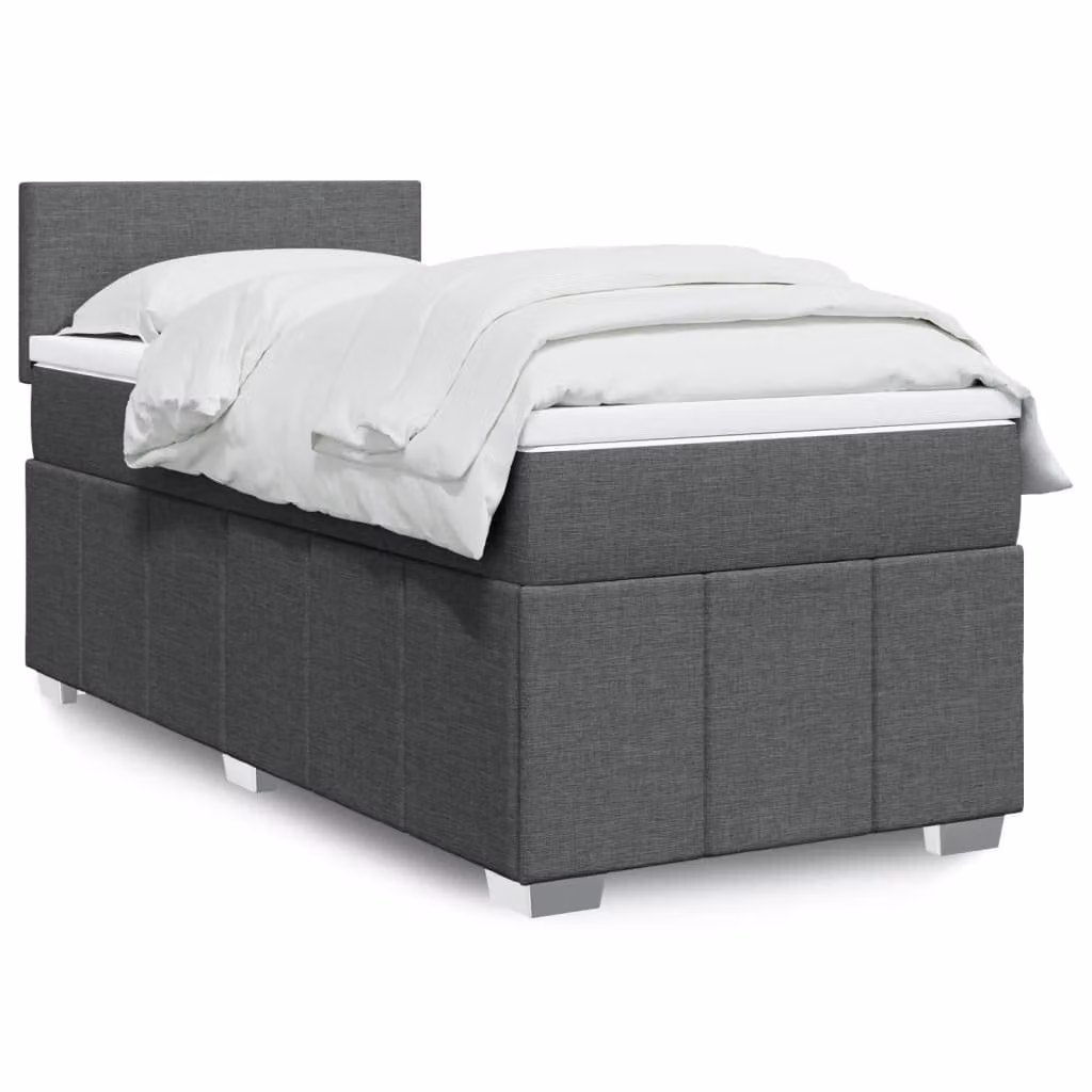 vidaXL Letto Ibrido con Materasso e Giroletto a Molle in Tessuto Grigio e Bianco L/P/H: 80 x 200 cm