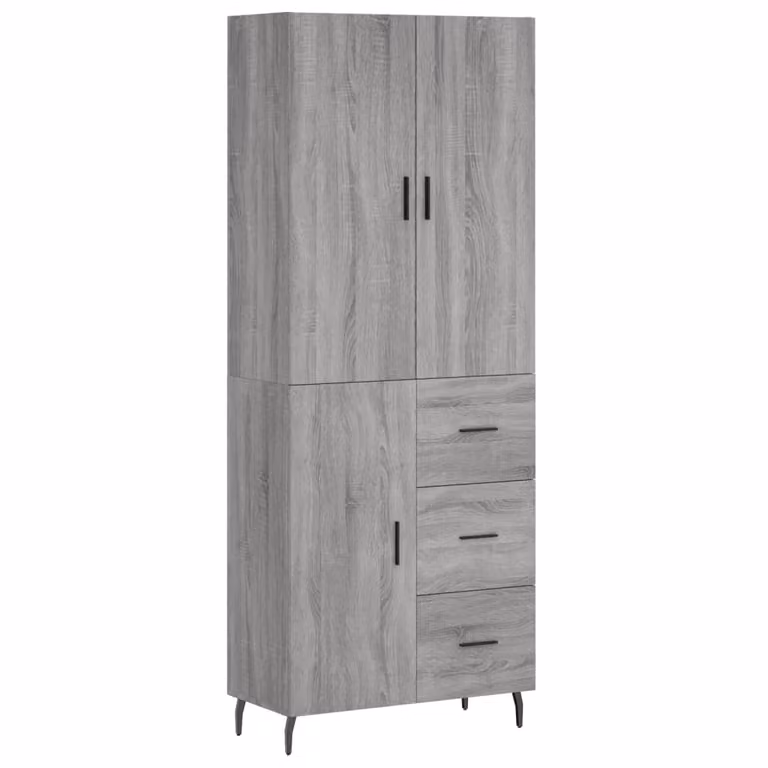 Credenza Grigio Sonoma 69,5x34x180 cm in Legno Multistrato