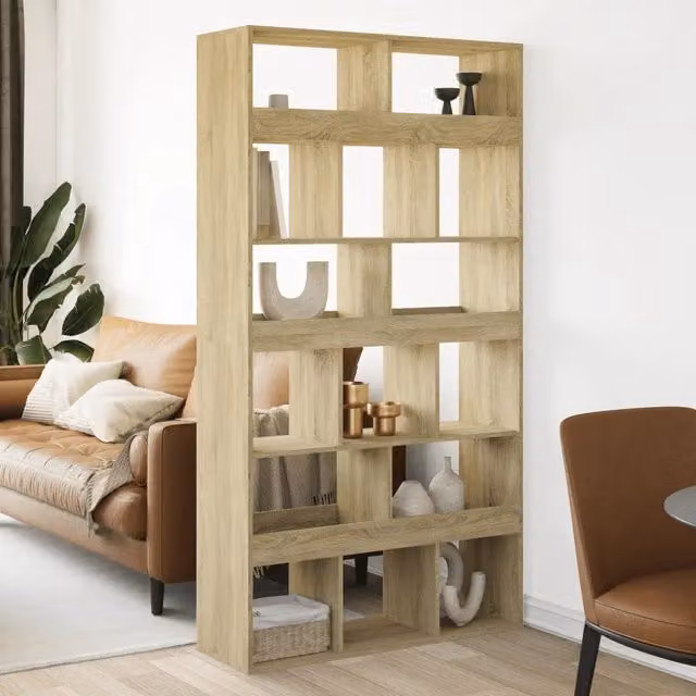 Libreria vidaXL in Rovere Sonoma e MDF, Colore Marrone e Beige, L 100 x P 33 x H 187,5 cm