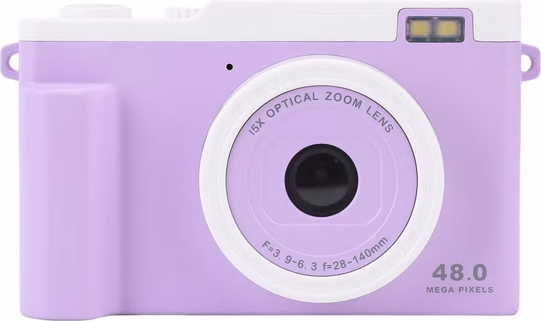doppia fotocamera HD da 1080P 48MP, portatile, digitale, con zoom 15x, flash LED, trasmissione WiFi, compatta, piccola, per viaggiare
