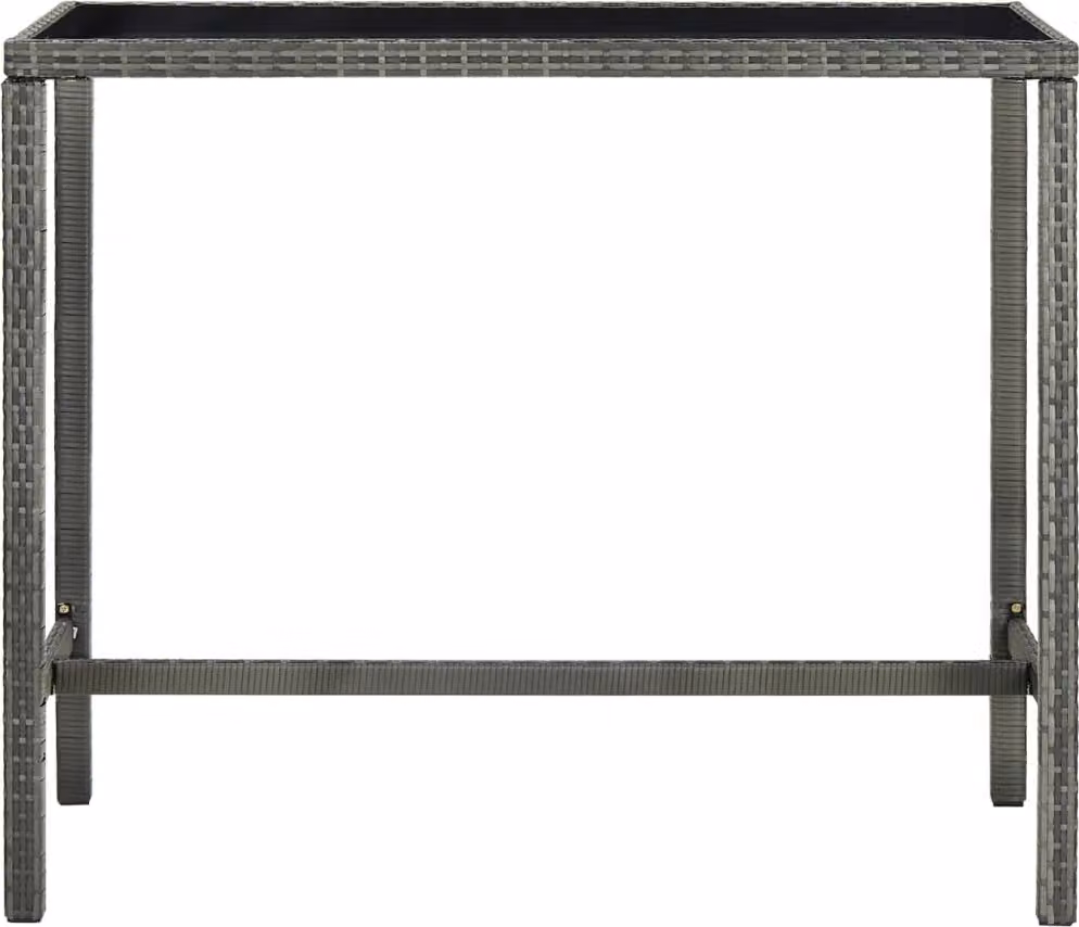 Tavolo da Bar per Esterni Grigio 130x60x110cm Polyrattan Vetro
