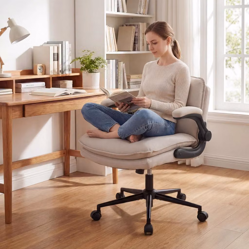 Sedia da ufficio DESIGN IN beige con funzione dondolo, braccioli e altezza regolabile, portata 150 kg – 2