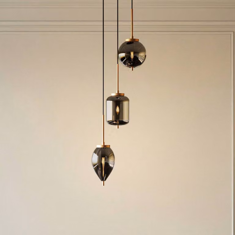 Lampada a sospensione in vetro Elani Lucande, dimmerabile, Nero, Soggiorno / Sala da pranzo, Vetro, Moderno, Lampada a sospensione
