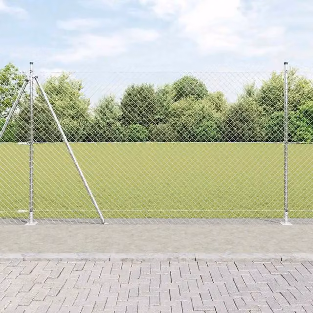 Palo della recinzione vidaXL in acciaio color argento, dimensioni 10 x 1,6 m