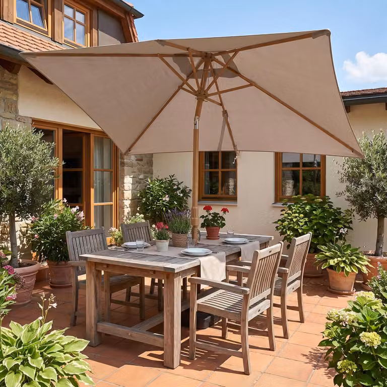 Ombrellone quadrato Sekey 300x200 cm effetto legno per giardino, terrazza o cortile