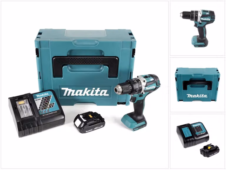 Makita DHP 484 Y1J-D 18V Brushless Li-Ion trapano a percussione a batteria in Makpac incl. 1x BL 1815 N 1,5 Ah batteria e caricatore DC18RC