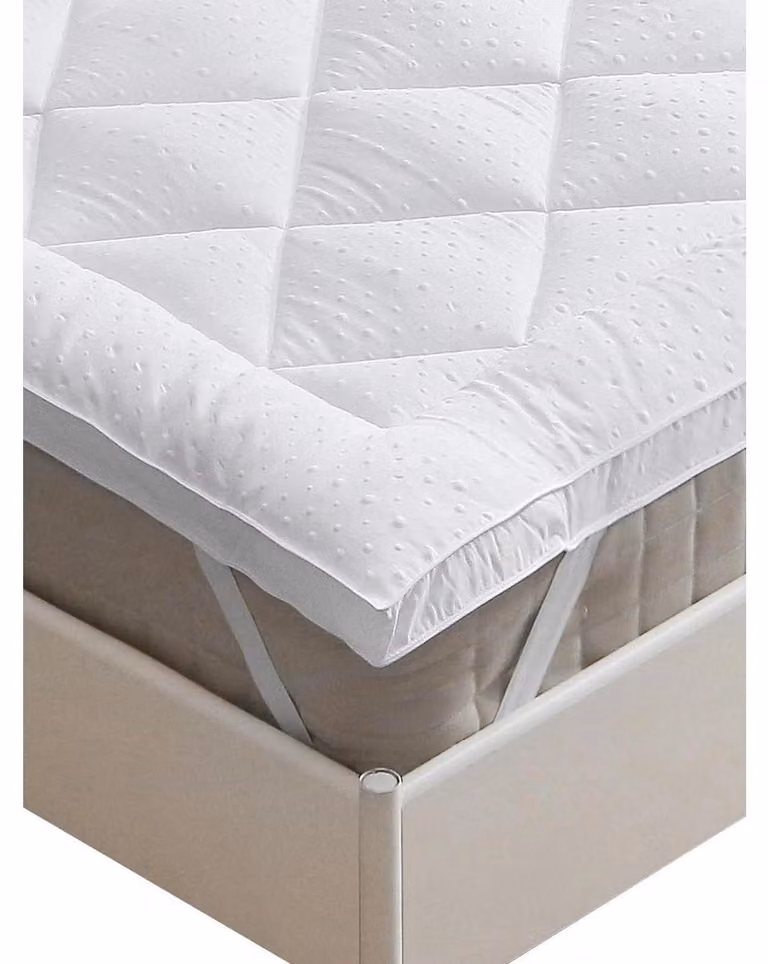 Topper per materasso, 200x200 cm, imbottitura in microfibra, effetto morbido, colore bianco