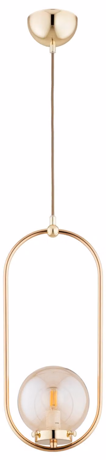 Lampada a sospensione OVAL oro-ambra 1xE14x10W in metallo, dimensioni: 80x14x16,5 cm, IP20 Alfa