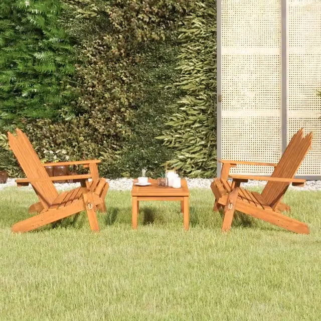 Set Salotto da Giardino Adirondack 3pz Legno Massello di Acacia 3152133