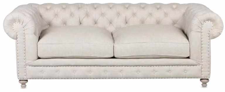 Chesterfield Sofa Couch Polster Leder Couchen Beige Garnitur 3Sitzer