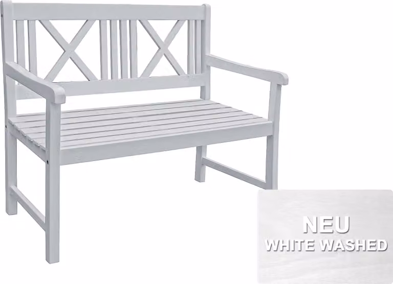 Panchina da giardino Garden Pleasure MALMÖ a 2 posti L 120 x P 59 x H 89 cm, colore: bianco