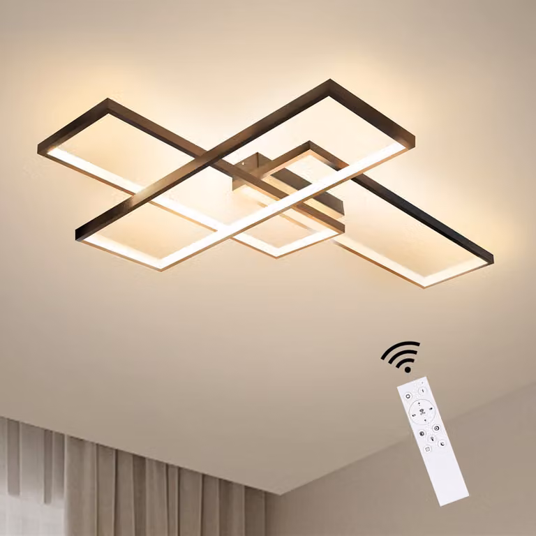 ZMH Plafoniera LED Plafoniera dimmerabile con telecomando Soggiorno nero 65W Illuminazione moderna a soffitto per sala da pranzo