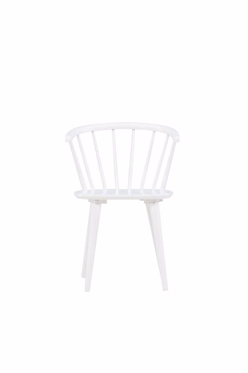 Sedia da pranzo Bobby con braccioli in legno bianco.