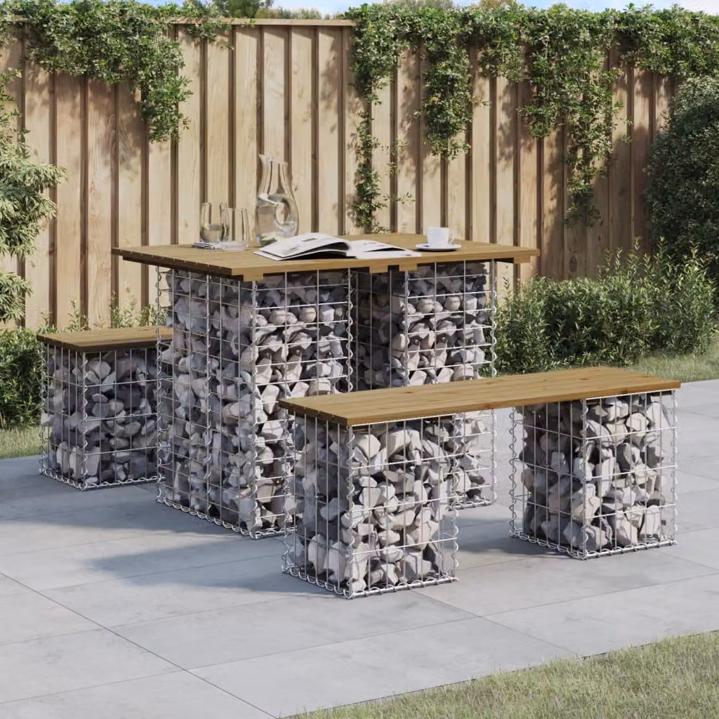vidaXL Tavolo da giardino in stile rustico in legno di pino impregnato e metallo, marrone, L 100 x P 70 x H 72 cm