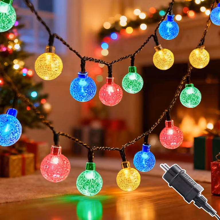 Catena luminosa a LED, 10 metri, 100 LED, luce bianco caldo/multicolore, grado di protezione IP44, 8 modalità, timer