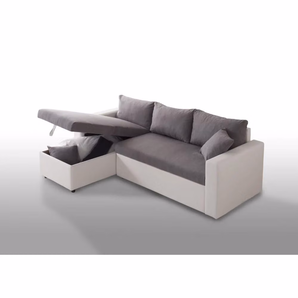 Divano con penisola Ash Golf Giordanoshop reversibile in tessuto grigio con struttura in legno e funzione letto – 2