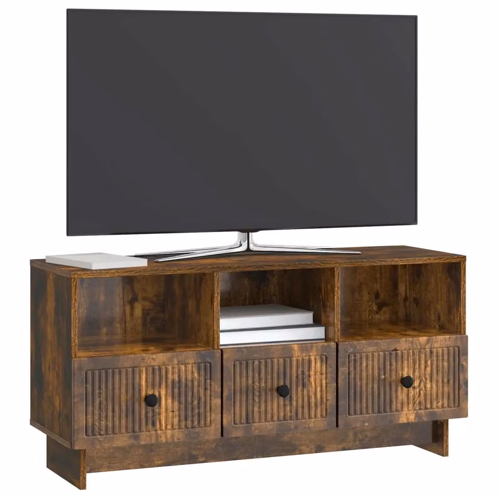 Mobile TV-Credenza Moderno Design In Rovere Fumo Marrone in Legno Ingegnerizzato L: 102 cm, P: 34,5 cm, H: 50 cm – 2