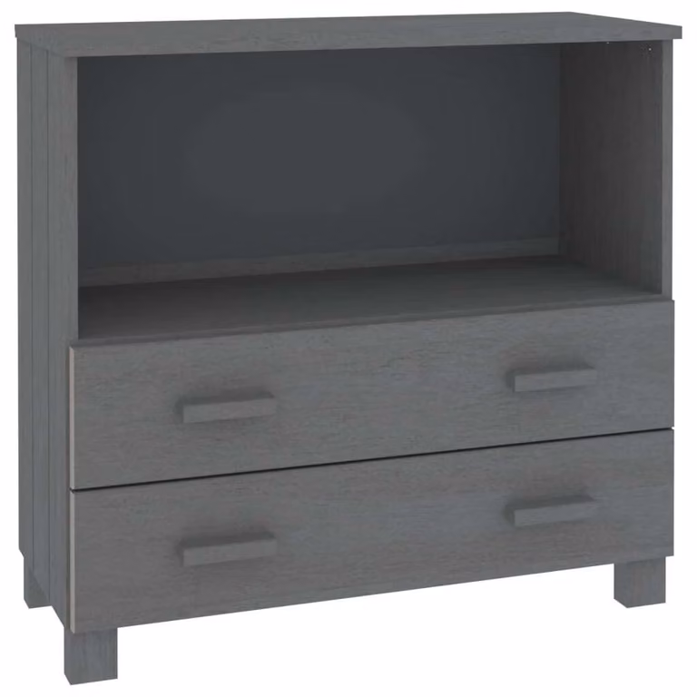 Credenza HAMAR Grigio Scuro 85x35x80 cm Legno Massello di Pino