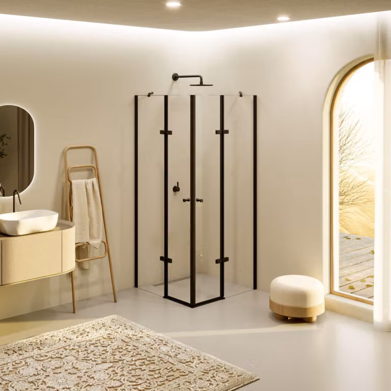 Cabina doccia angolare nera i-flair 100x120x180 cm in vetro di sicurezza trasparente da 6 mm - DK19