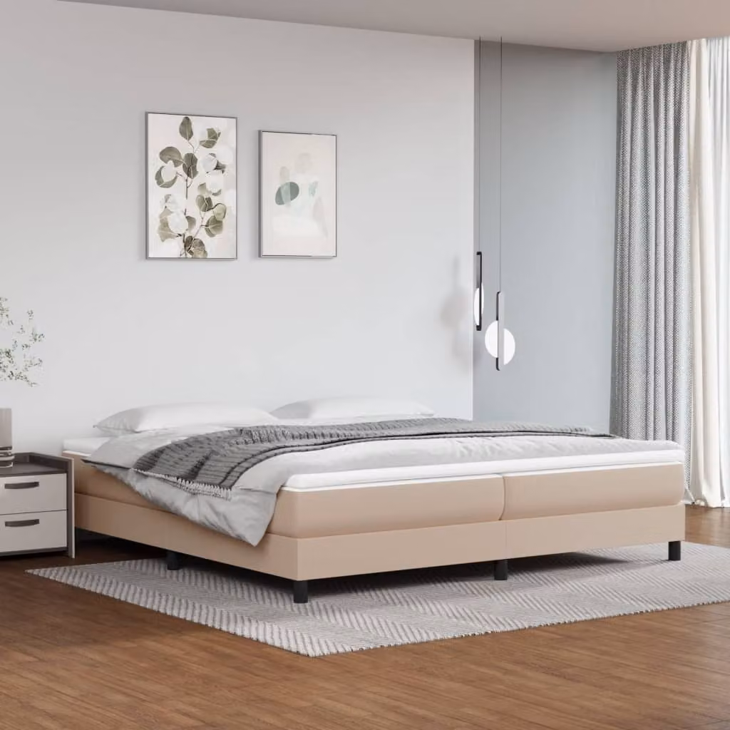 The Living Store Letto a molle Cappuccino-marrone 200x200 cm in Pelle finta