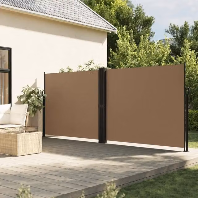 Tenda da sole laterale retrattile vidaXL beige in poliestere e acciaio L: 1200 cm, H: 160 cm – 1