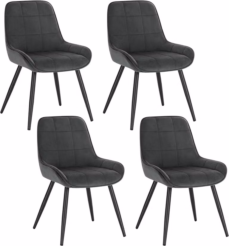 WOLTU set di 4 sedie da pranzo imbottite sedia d'accento in velluto con schienale grigio scuro