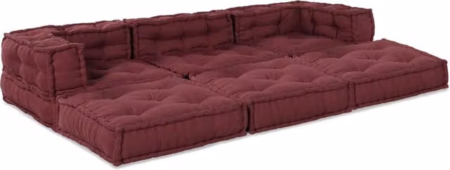 Unità di Divano Modulare a Forma di U vidaXL in Tessuto Rosso, L 210 x P 70 x H 56 cm