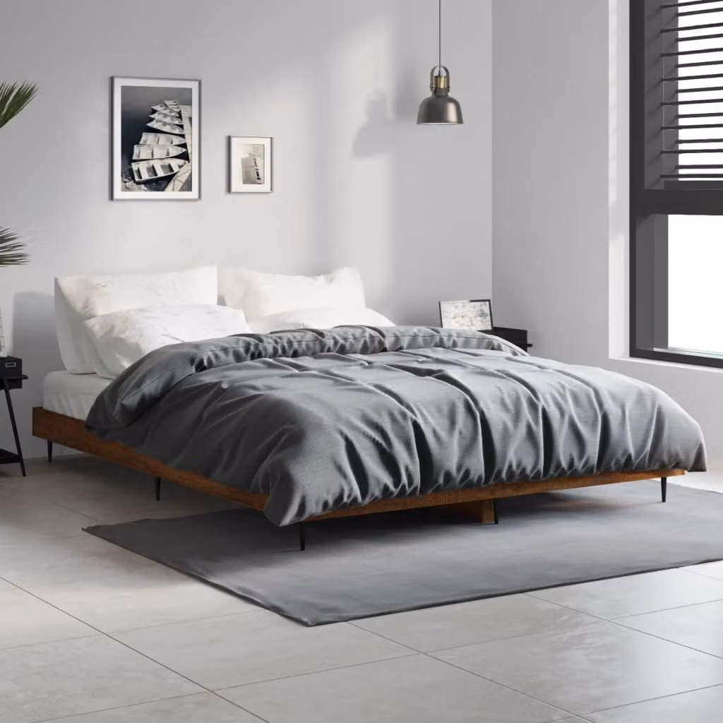 vidaXL Giroletto in Legno Rovere Marrone e Grigio L: 138 cm, P: 193 cm