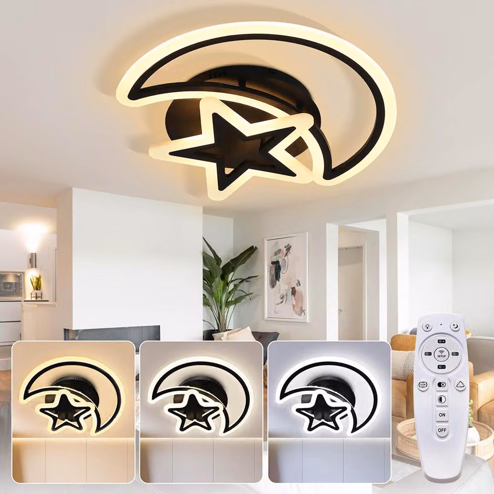 Lampada da soffitto a led Lampada da soffitto nera Moderna lampada da soffitto dimmerabile con telecomando per corridoio Sala da pranzo Soggiorno Camera da letto Cucina