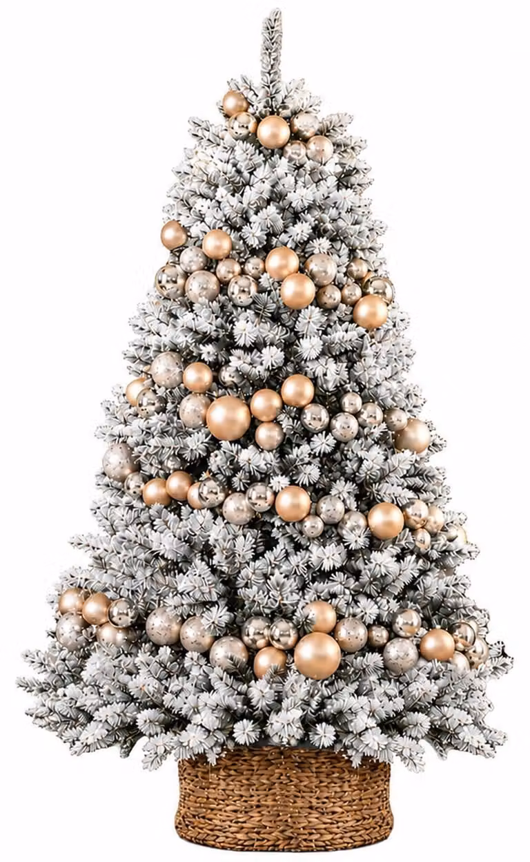 Albero di Natale artificiale 180 cm – KRÁLOVSKÁ CHAMPAGNE, decorato con 240 ornamenti natalizi, incl. supporto