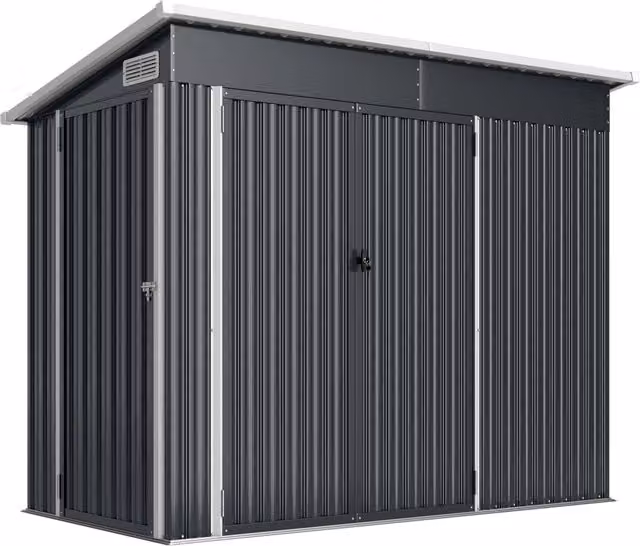 Casetta Box da Giardino 234x132x185 cm con 3 Porte Bloccabili in Acciaio Grigio Scuro