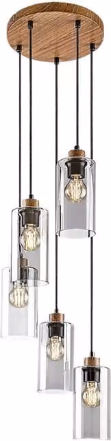 Lampadario Rabalux Tanno 5 luci E27 rovere fumé moderno