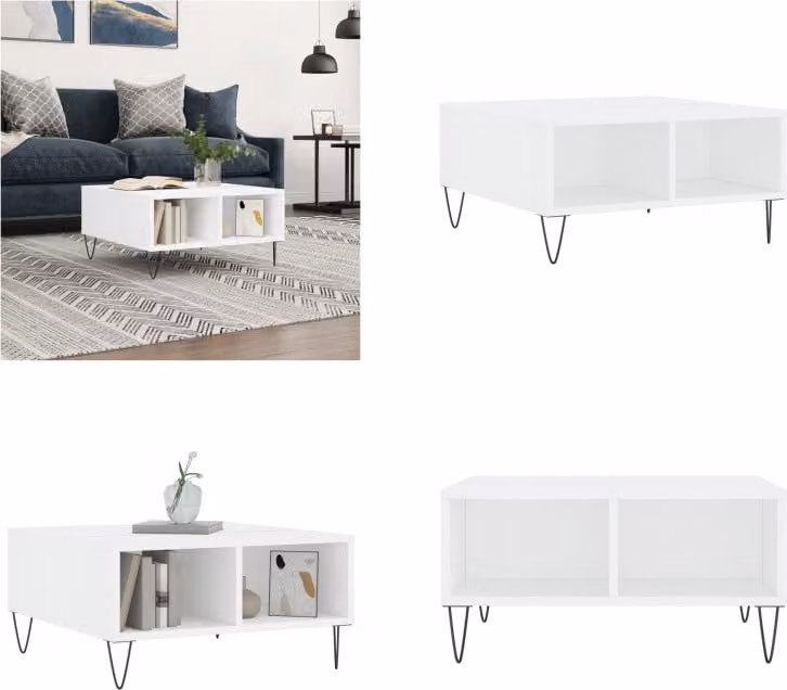 vidaXL Tavolino da caffè bianco 60x60x30 cm Materiale a base di legno - Tavolino da caffè - Tavolini da caffè - Tavolino basso - Tavolo