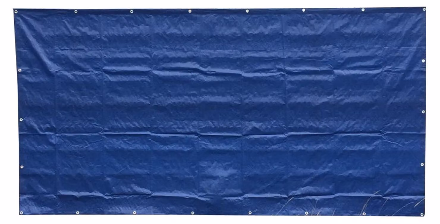 10 Stück Bauzaunplane 160g/m² blau PE 1,76m x 3,41m