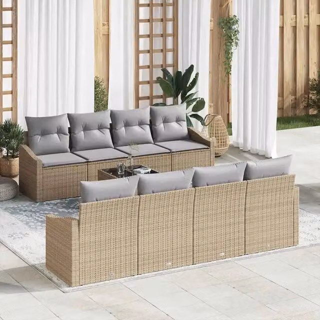 Set di divani 9 pz Beige e Grigio Chiaro polyrattan 3346650