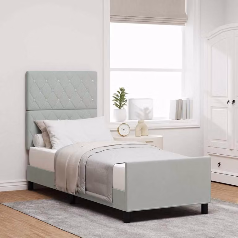 Maison Exclusive - Letto boxspring con testiera grigio chiaro 80 x 200 cm in velluto