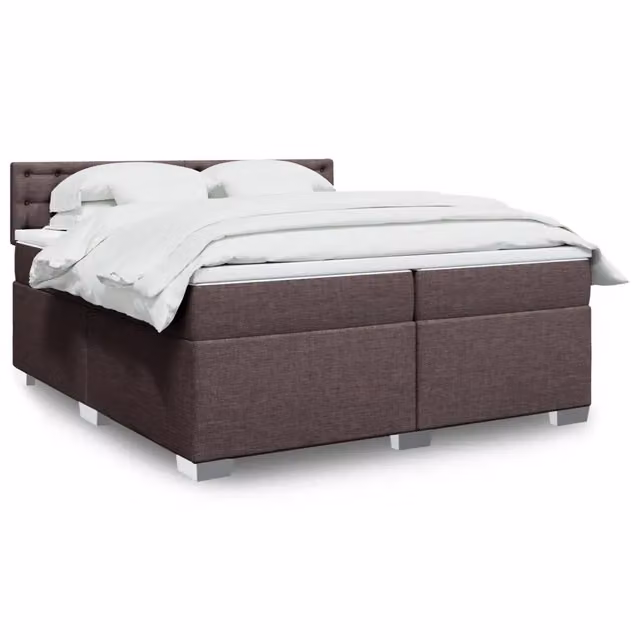 Giroletto a Molle con Materasso Marrone Scuro 200x200cm Tessuto 3286012