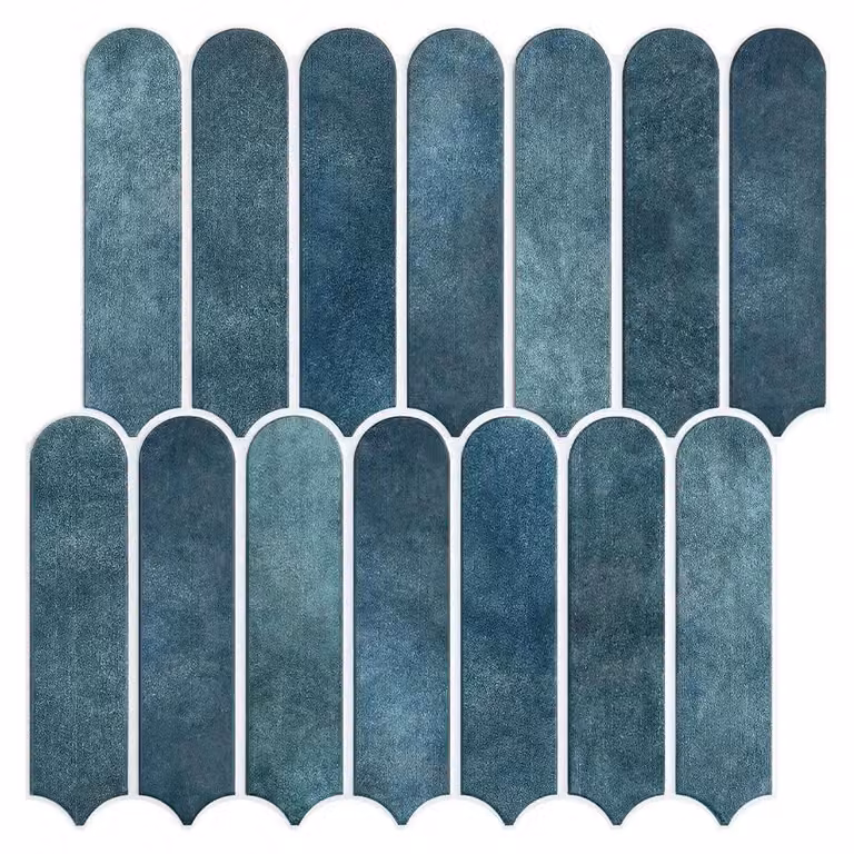 Adesivi decorativi 3D per piastrelle, materiale resistente, facile da applicare, blu, confezione da 10 fogli