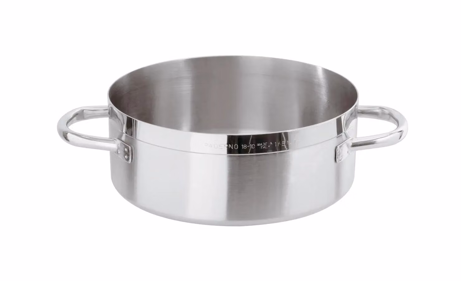 Casseruola Bassa Serie 1100 in acciaio inox con due maniglie per induzione, diam.36cm