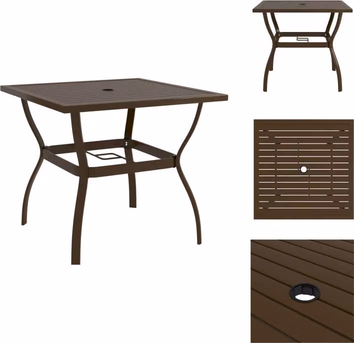 vidaXL Tavolo da giardino marrone 81,5x81,5x72 cm in acciaio - Tavoli da giardino