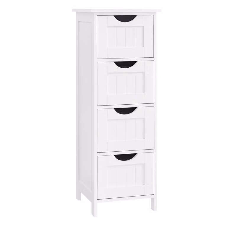 Mobile da Bagno con Cassetti Salvaspazio Stile Moderno, Bianco