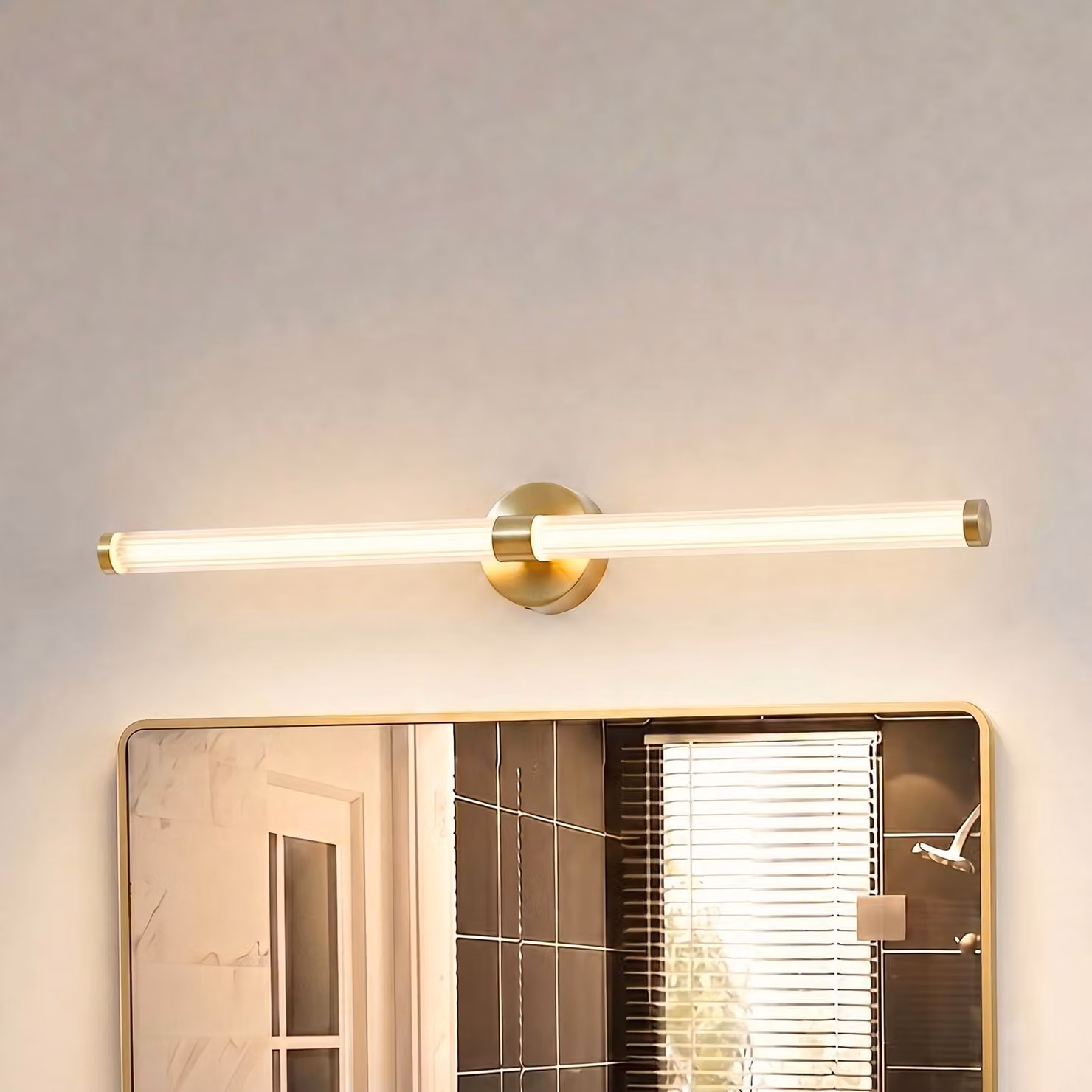 Applique da parete Melisa Lucande, Ottone / Oro, Bagno, Vetro, Moderno, Applique