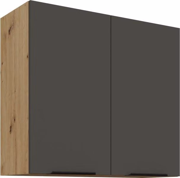 Mobile cucina superiore LUNARA - larghezza 80 cm, grafite / rovere artigianale