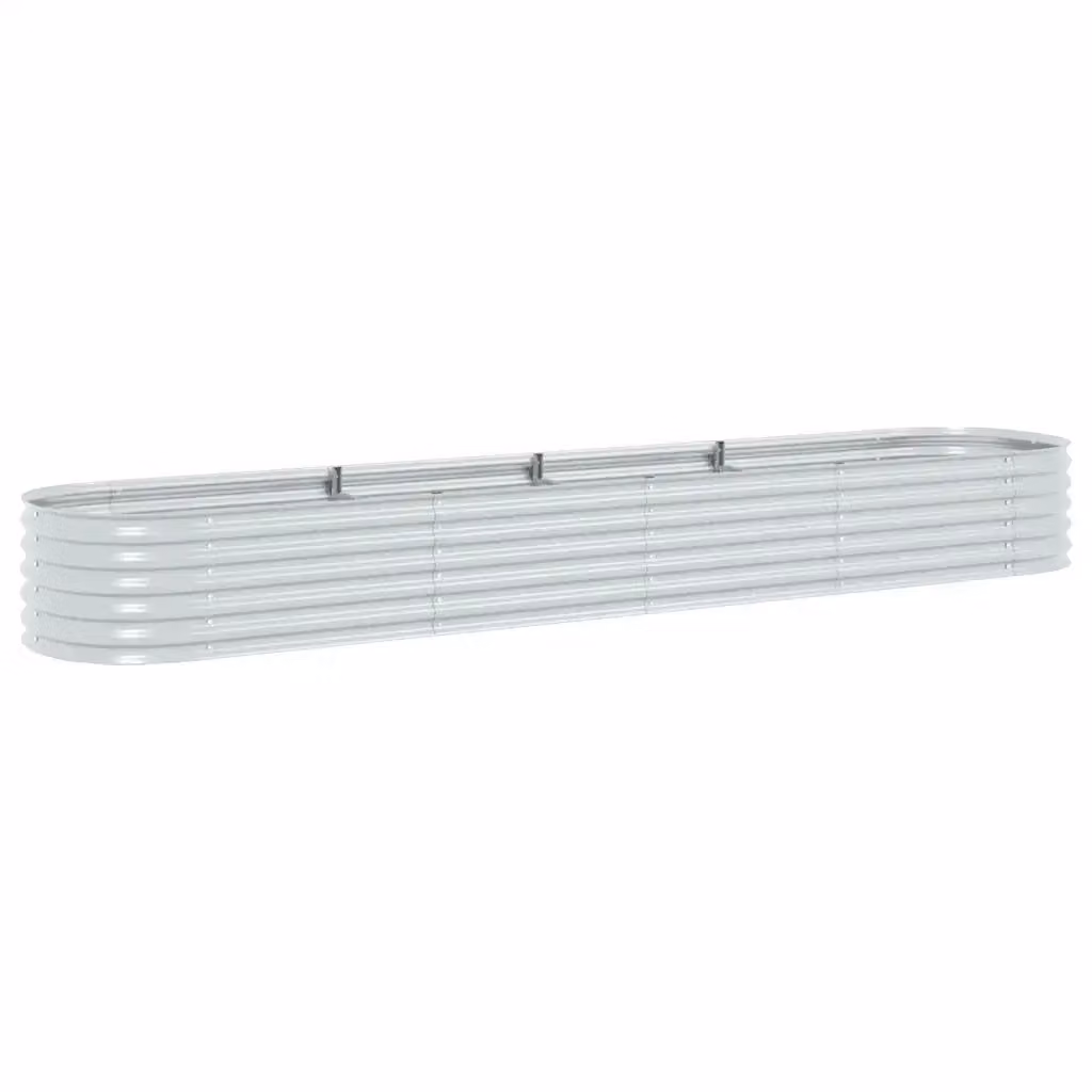 vidaXL Letto Rialzato per Giardino in Acciaio Zincato Argento L: 400 cm, P: 80 cm, H: 44 cm – 2