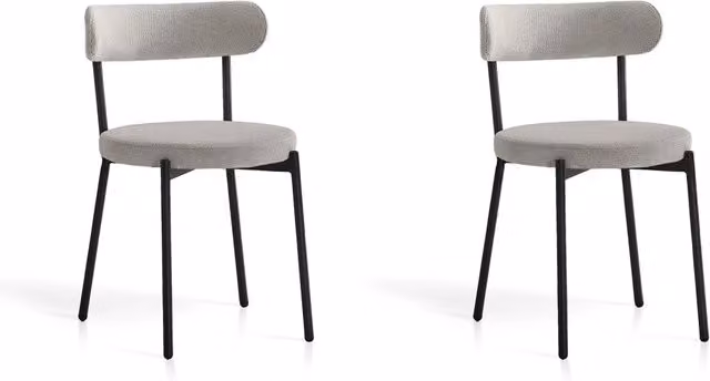 Set di 2 sedie da pranzo Hispanohogar in metallo e tessuto grigio, L/P/H: 75 x 46 x 49 cm – 1