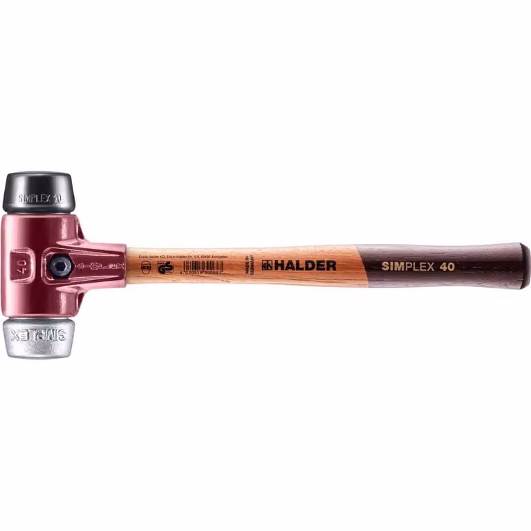 Mazza SIMPLEX soft-face con alloggiamento TE e manico in legno, Ø 40, composizione gomma / metallo morbido